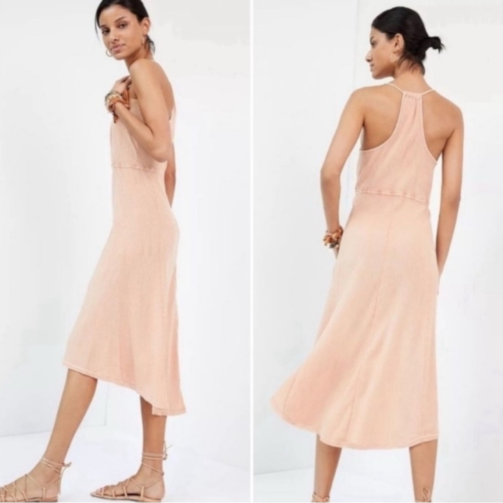 Anthropologie Daily Practice Dress Cotton Pink High Low‎ Sleeveless Gauzy Gauze